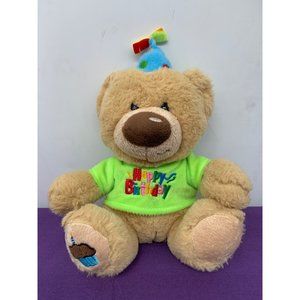 American Greetings Birthday Bear 9 Inch Tan Blue Dot Hat Green Happy Birthday Sh